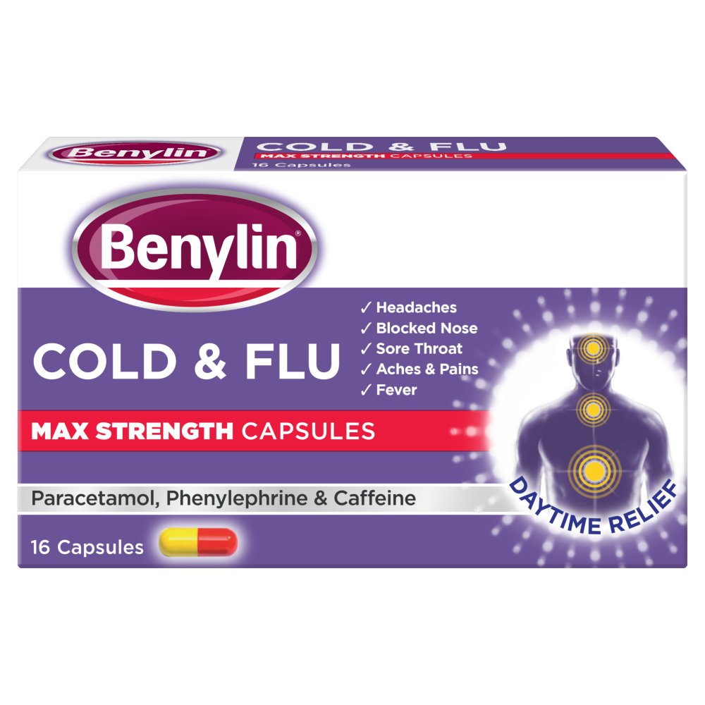 Benylin Cold & Flu Max Strength 16 Capsules | High Quality Health & Wellbeing Product Online - Product Image Benylin Cold & Flu Max Strength 16 Capsules | High Quality Health & Wellbeing Product Online - Product Image
